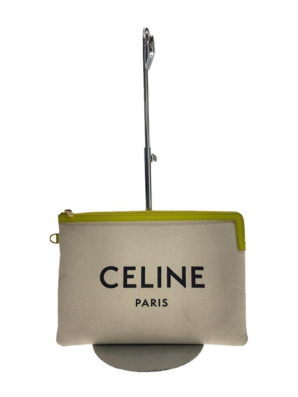 Celine Clutch Bag Canvas Ivory White